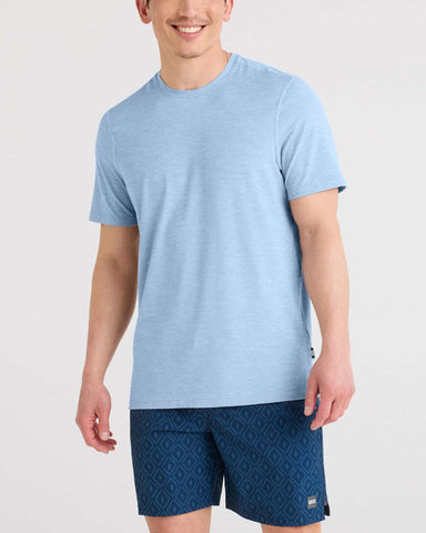 SAXX DROPTEMP ALL DAY COOLING TEE - BEL AIR BLUE HEATHER