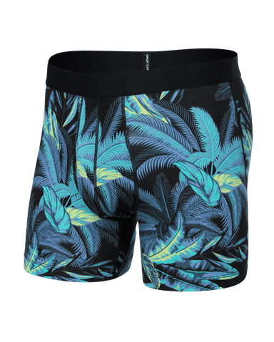 SAXX DROPTEMP BOXER BRIEF FLY - TROPICAL JUNGLE-BLUE