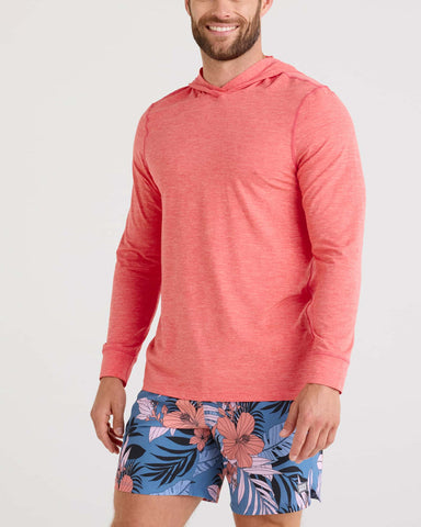 SAXX DROPTEMP COOLING HOODIE - CORAL RED HEATHER