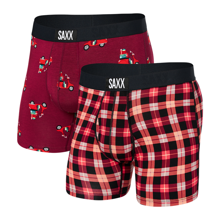 SAXX Kinetic Stretch Boxer Briefs - Men's Boxers in Black Neon Red