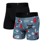 SAXX DROP TEMP BOXER BRIEF FLY 2PK - SMOKING HOT/BLACK