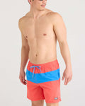 SAXX OH BUOY 2N1 VOLLEY 7" SWIM SHORTS - CORAL RED - RACER BLUE