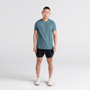 CHEMISE À MANCHES COURTES SAXX HOT SHOT CREW - WASHED TEAL HEATHER